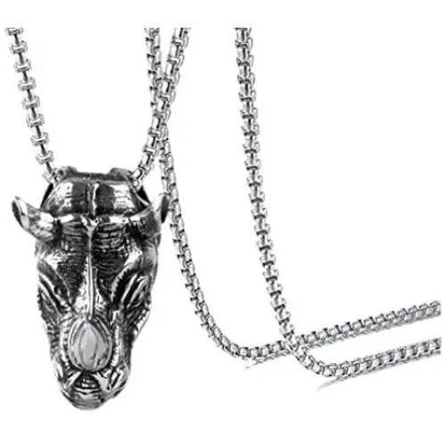 Xusamss Punk Rock Titanium steel Animal Rhino Head Pendant Necklace,24inches Link Chain Xusamss Punk Rock Titanium steel Animal Rhino Head Pendant Necklace,24inches Link Chain