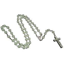 U/K 8/20mm Glow in The Dark Rosary Light Luminous Round Beads Noctilucent Cross Jesus Maria Pendant Necklace for Boys Girls Men Women Catholic Crucifix Religious Necklace Prayer Jewelry