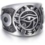 Men Stainless Steel Rings Egyptian Eye of Horus Cross of Life Ankh Hieroglyphics Text Symbol Vintage Jewelry