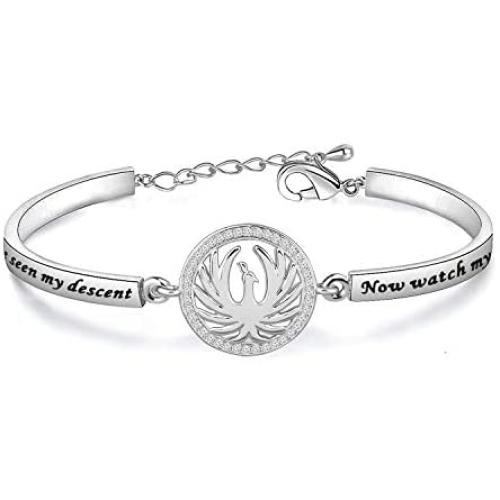 WUSUANED Phoenix Rising Bracelet You Have Seen My Descent Now Watch My Rising Phoenix Jewelry Inspiraitonal Gift