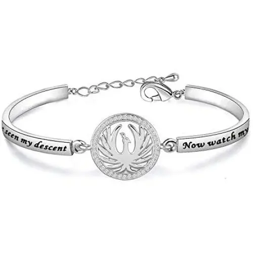 WUSUANED Phoenix Rising Bracelet You Have Seen My Descent Now Watch My Rising Phoenix Jewelry Inspiraitonal Gift
