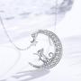 TRISHULA Moon Necklace with Opal Star Light,Infinite Love Y-Necklace,Moon Cat Necklace 925 Sterling Silver Forever Love Sparkling Crescent Jewelry Gift for Women Girls,Teen