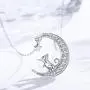 TRISHULA Moon Necklace with Opal Star Light,Infinite Love Y-Necklace,Moon Cat Necklace 925 Sterling Silver Forever Love Sparkling Crescent Jewelry Gift for Women Girls,Teen