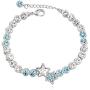 Star Tennis Bracelet for Women , Round Cut Crystal Simulated Aquamrine White Gold Plated Adjustable Chain Jewelry for Birthday Party Wedding Engagement Xmas Gift