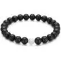Couples His and Hers Bracelet Black Matte Agate & White Howlite 8mm Beads By Long Way 7.1''&7.5''