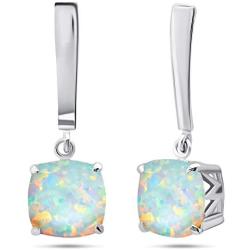 Nicole Miller Fine Jewelry - Sterling Silver with 8mm Cushion Cut Gemstone Dangle Drop Earrings