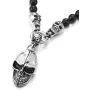 COOLSTEELANDBEYOND Gothic Style, Mens Women Black Onyx Beads Chain Necklace and Stainless Steel Vintage Skulls Pendant COOLSTEELANDBEYOND Gothic Style, Mens Women Black Onyx Beads Chain Necklace and Stainless Steel Vintage Skulls Pendant