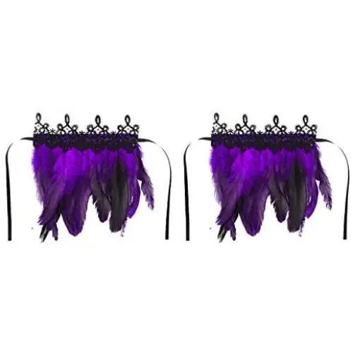 CHICTRY 1 Pair Feather Cuffs Halloween Wrist Cuffs Bracelets with Ribbon Ties for Victorian Cosplay Costume Game Party CHICTRY 1 Pair Feather Cuffs Halloween Wrist Cuffs Bracelets with Ribbon Ties for Victorian Cosplay Costume Game Party