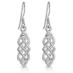 Amberta Women and Girls 925 Sterling Silver Earrings Celtic Design