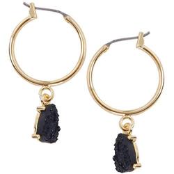 Humble Chic Simulated Druzy Hoop Earrings - Boho Teardrop Created Geode Stone Charm Dangle Drop Threader Loops for Women - Bohemian Sparkly Pendants