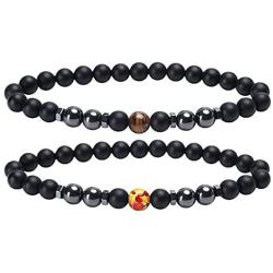 nylry 2/4 Pcs Anti Swelling Black Obsidian Anklet Set Magnetic Hematite Tiger Eye Beaded Stretch Anklets Adjustable Healing Stones for Anxiety Anklet Yoga Chakra Ankle Bracelet Men Women Jewelry