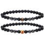 nylry 2/4 Pcs Anti Swelling Black Obsidian Anklet Set Magnetic Hematite Tiger Eye Beaded Stretch Anklets Adjustable Healing Stones for Anxiety Anklet Yoga Chakra Ankle Bracelet Men Women Jewelry