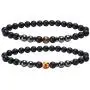 nylry 2/4 Pcs Anti Swelling Black Obsidian Anklet Set Magnetic Hematite Tiger Eye Beaded Stretch Anklets Adjustable Healing Stones for Anxiety Anklet Yoga Chakra Ankle Bracelet Men Women Jewelry