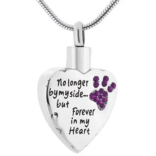 DESIGNSCAPE3D Pet Cremation Jewelry No Longer by My Side but Forever in My Heart Urn Necklace for Ashes Stainless Steel Ash Necklace Pendant for Dog Cat with 20'' Chain + Gift Box + Filling Kit DESIGNSCAPE3D Pet Cremation Jewelry No Longer by My Side but Forever in My Heart Urn Necklace for Ashes Stainless Steel Ash Necklace Pendant for Dog Cat with 20'' Chain + Gift Box + Filling Kit
