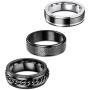 Jstyle 3Pcs Stainless Steel Fidget Band Rings for Women Mens Cool Spinner Rings 6/8MM Wide Wedding Pormise Band Ring Set