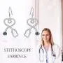 AOBOCO S925 Nurse Earrings Sterling Silver Fishhook Stethoscope Drop Earrings with Blue Crystal,Jewelry Gift for Doctor Nurse AOBOCO S925 Nurse Earrings Sterling Silver Fishhook Stethoscope Drop Earrings with Blue Crystal,Jewelry Gift for Doctor Nurse