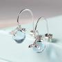 JEWME 925 Sterling Silver Mermaid Teardrops Dangle Earring Fishtail Eardrop Sea Blue Crystal Stone Ear Hoop Jewelry Ocean Gift