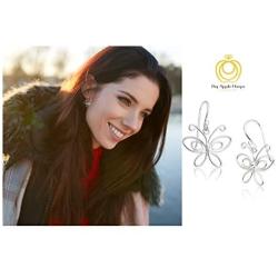 Big Apple Hoops - High Polished Sterling Silver Queen Butterfly Dangle Drop Earrings Made from Real Solid 925 Sterling Silver in 3 Color Rose, Silver, Gold Unique Fashion Gifts for Teens, Women