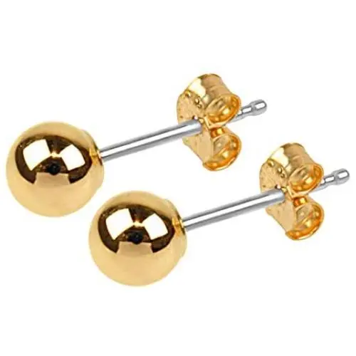 Lifetime Jewelry 5mm Round Ball Stud Earrings 24k Real Gold Plated for Women and Men Lifetime Jewelry 5mm Round Ball Stud Earrings 24k Real Gold Plated for Women and Men