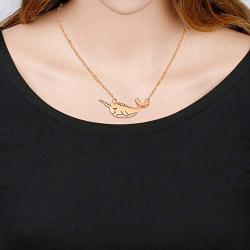 YOUCANDOIT2 Cute Narwhal Unicorn Whale of The Sea Necklace Geometric Jewelry Set for Women Girls Gift 18'' Chain