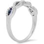 10K Gold Blue Sapphire & White Diamond Bridal Swirl Stackable Anniversary Wedding Band