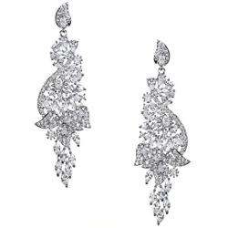 Samky Jewelry Dangle Leaf Design marquise Pear Teardrop CZ Crystal Earrings with Gift Box