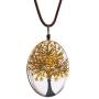 FM FM42 Life of Tree Multi Colors Queen Annes Lace Dried Flowers Oval Pendant Necklace (4 Colors)