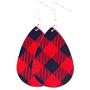 Buffalo Plaid Teardrop Dangle Earring Christmas Faux Leather Earrings Lightweight Handmade Leather Drop Earring for Women Xmas Jewelry Holiday Decor Accessory