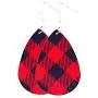 Buffalo Plaid Teardrop Dangle Earring Christmas Faux Leather Earrings Lightweight Handmade Leather Drop Earring for Women Xmas Jewelry Holiday Decor Accessory