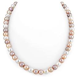THE PEARL SOURCE 7-8mm AAA Quality Multicolor Freshwater Cultured Pearl Necklace for Women with Magnetic Clasp in 18'' Princess Length