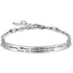 G-Ahora Military Mom Bracelet I Once Protected Him Now He Protects Us All Gifts for Army Mom Air Force Mom Navy Mom