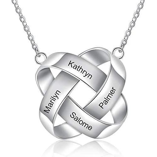 Personalized Ring Necklace for Women Personalized Name Necklace Engraved 2-4 Names Necklace Pendant for Men Custom Jewelry Birthday Gift