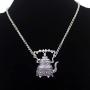 RechicGu Vintage Silver Victorian Wonderland 3D Tea Pot Party Steampunk Necklace Goth