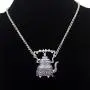 RechicGu Vintage Silver Victorian Wonderland 3D Tea Pot Party Steampunk Necklace Goth