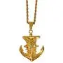 Anchor Men Women Solid 14k Gold Finish Pendant Stainless Steel Real 3 mm Rope Chain Necklace, Mens Jewelry, Iced Pendant, Rope Necklace Prime Delivery