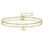 Memorjew Initial Bracelets for Women, 14K Gold Plated Layered Initial Bracelets for Women Girls Jewelry Gifts
