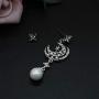 ABJFJE Asymmetrical Star Moon Dangle Earring Bohemian Sparkle Crystal Design Drop Dangling Earrings for Women Girl Fashion Jewelry