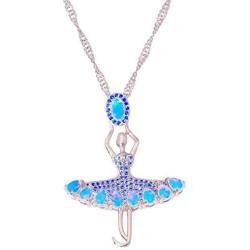 DMOMSA Sapphire Blue Ballet Girl Pendant Necklace Jewelry Gift, Woman Gift Suitable for Birthday Party Anniversary Valentines Day