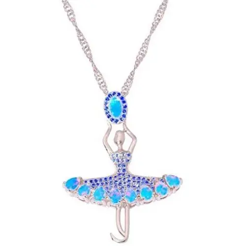 DMOMSA Sapphire Blue Ballet Girl Pendant Necklace Jewelry Gift, Woman Gift Suitable for Birthday Party Anniversary Valentines Day DMOMSA Sapphire Blue Ballet Girl Pendant Necklace Jewelry Gift, Woman Gift Suitable for Birthday Party Anniversary Valentines Day