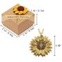 2pcs Sunflower Necklace with gift box for Women Girls You are My Sunshine Necklace Sunflower Locket Jewelry Pendant Chain Gift for Mom, Girlfriend, Ideal for Birthdays, Christmas Day, Valentines Day