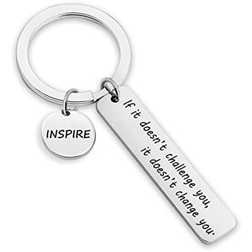 Eigso Graduation Gift Inspirational Keychain Encouraging Words Jewelry for Family Friends Colleague Classmate Boss(Challenge Change You KR)