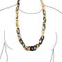 Bling Jewelry Earth Tone Brown Handmade Natural Buffalo Horn Long Oval Link Chain Necklace for Women 40 Inches