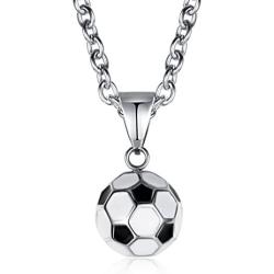 IFUAQZ Unisex Stainless Steel Soccer Ball Pendant Free Link Chain Necklace Football Jewelry for Men Boys