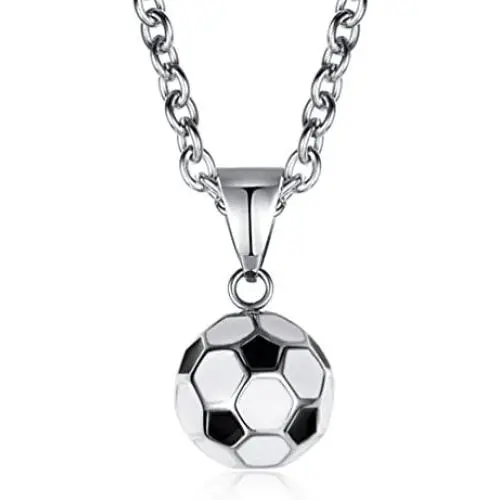 IFUAQZ Unisex Stainless Steel Soccer Ball Pendant Free Link Chain Necklace Football Jewelry for Men Boys IFUAQZ Unisex Stainless Steel Soccer Ball Pendant Free Link Chain Necklace Football Jewelry for Men Boys