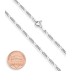 Miabella Solid 925 Sterling Silver Italian 2.3mm Diamond-Cut Figaro Link Chain Necklace for Women Men 16, 18, 20, 22, 24, 26, 30 Inch Made in Italy