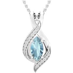 Dazzlingrock Collection 10X5 MM Marquise Gemstone & Round White Diamond Ladies Infinity Pendant (Silver Chain Included), Sterling Silver