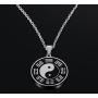 PJ Jewelry Mens Stainless Steel Yin Yang Amulet Pendant Chinese Taoism Symbol Talisman Charm Necklace