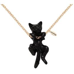 NOUMANDA Lovely Hanging White and Black Cat Necklace for Cat Lovers