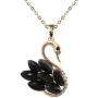 Navachi 18k Yellow Gold Plated Swan Bird Created-Opal Crystal Pendant Necklace 16''+2''
