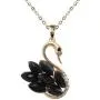 Navachi 18k Yellow Gold Plated Swan Bird Created-Opal Crystal Pendant Necklace 16''+2'' Navachi 18k Yellow Gold Plated Swan Bird Created-Opal Crystal Pendant Necklace 16''+2''